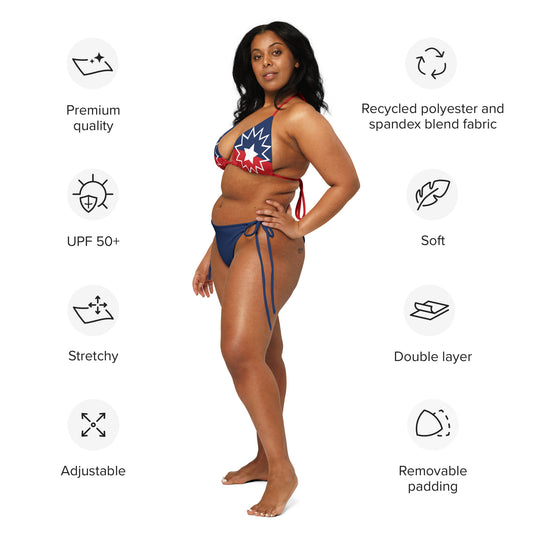 Juneteenth Flag All-over print recycled string bikini