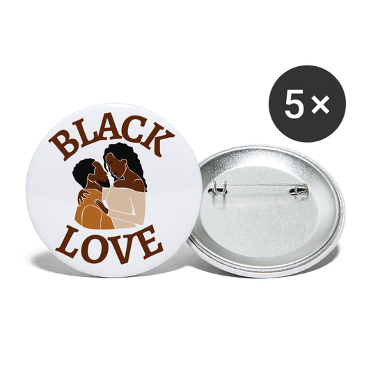 Black Love Buttons large 2.2'' (5-pack) - white