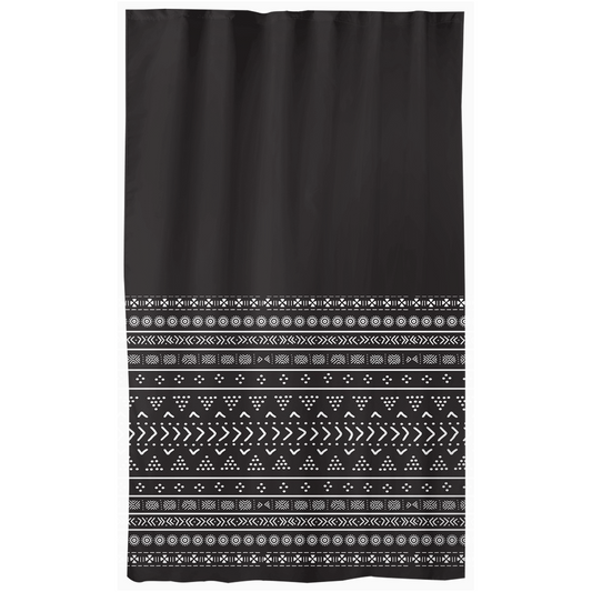 Carbon Black Mudcloth Boho Curtains