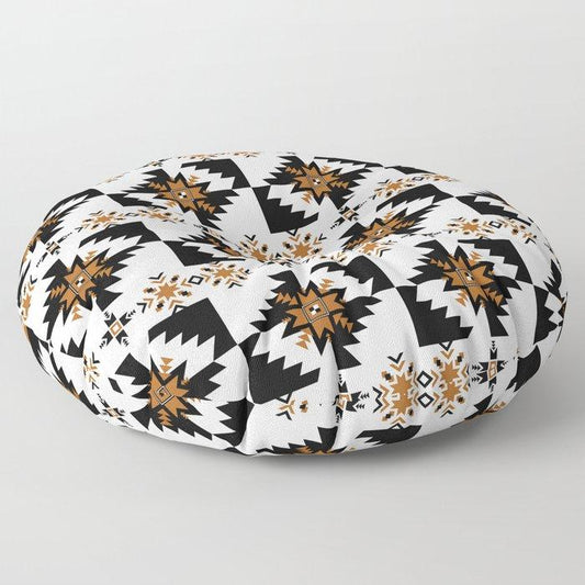 Aztec Golden Tribal Bespoke Floor Pillows - Chocolate Ancestor