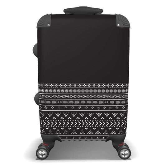 Carbon Black Mudcloth Boho Suitcase - Chocolate Ancestor