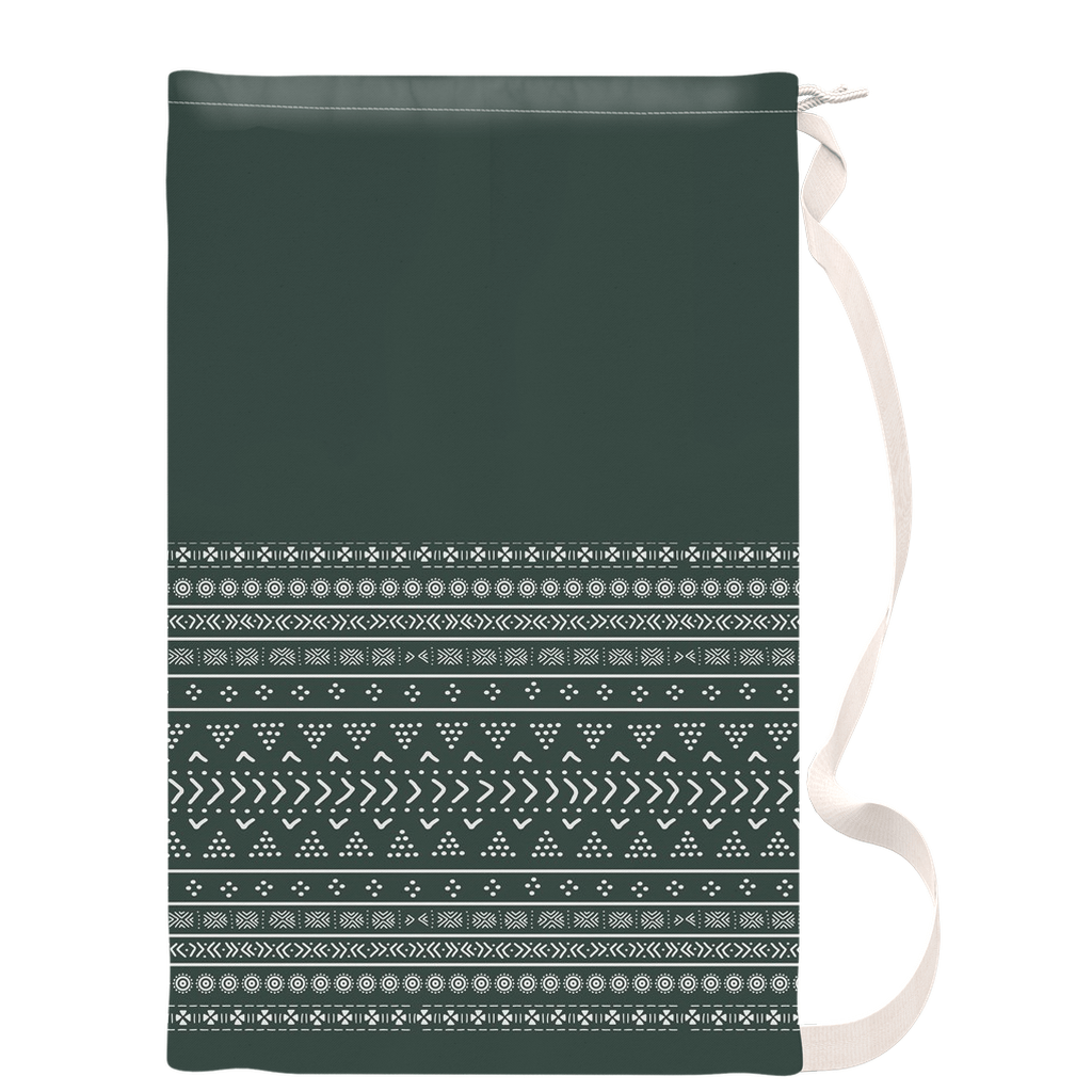 Emerald Mudcloth Boho Laundry Bag - Chocolate Ancestor