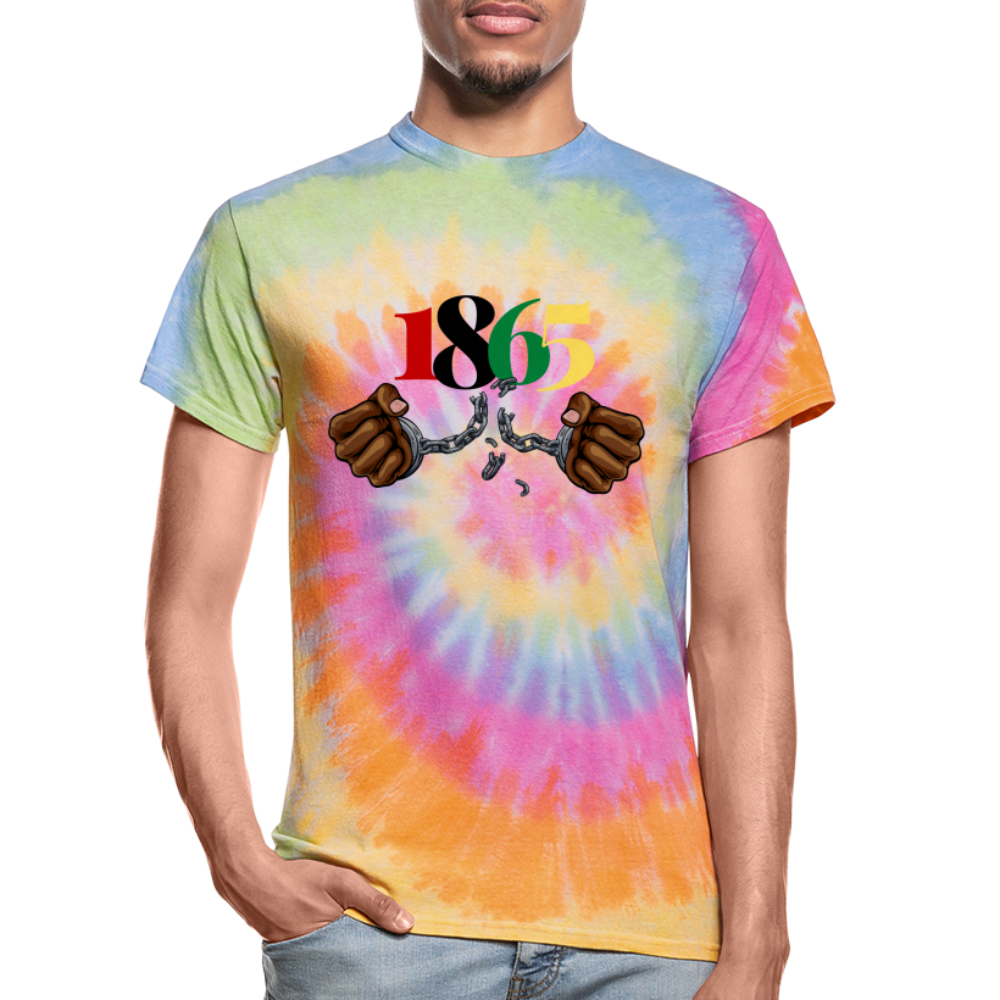 1865 Juneteenth Unisex Tie Dye T-Shirt - rainbow