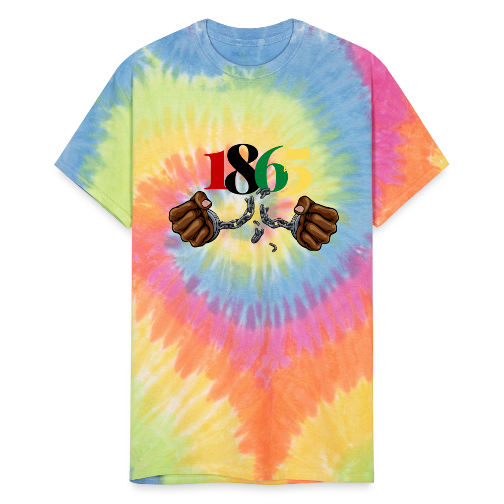 1865 Juneteenth Unisex Tie Dye T-Shirt - rainbow