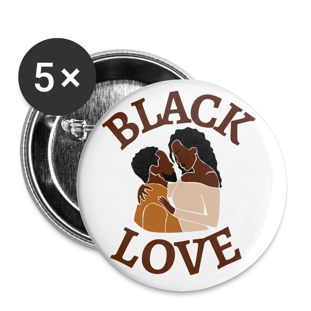 Black Love Buttons large 2.2'' (5-pack) - white