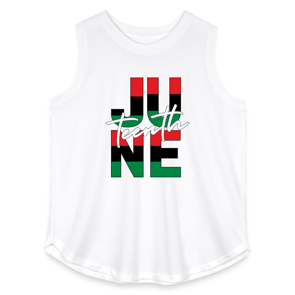 Juneteenth RBG Squared Women's Curvy Relaxed Tank Top - white