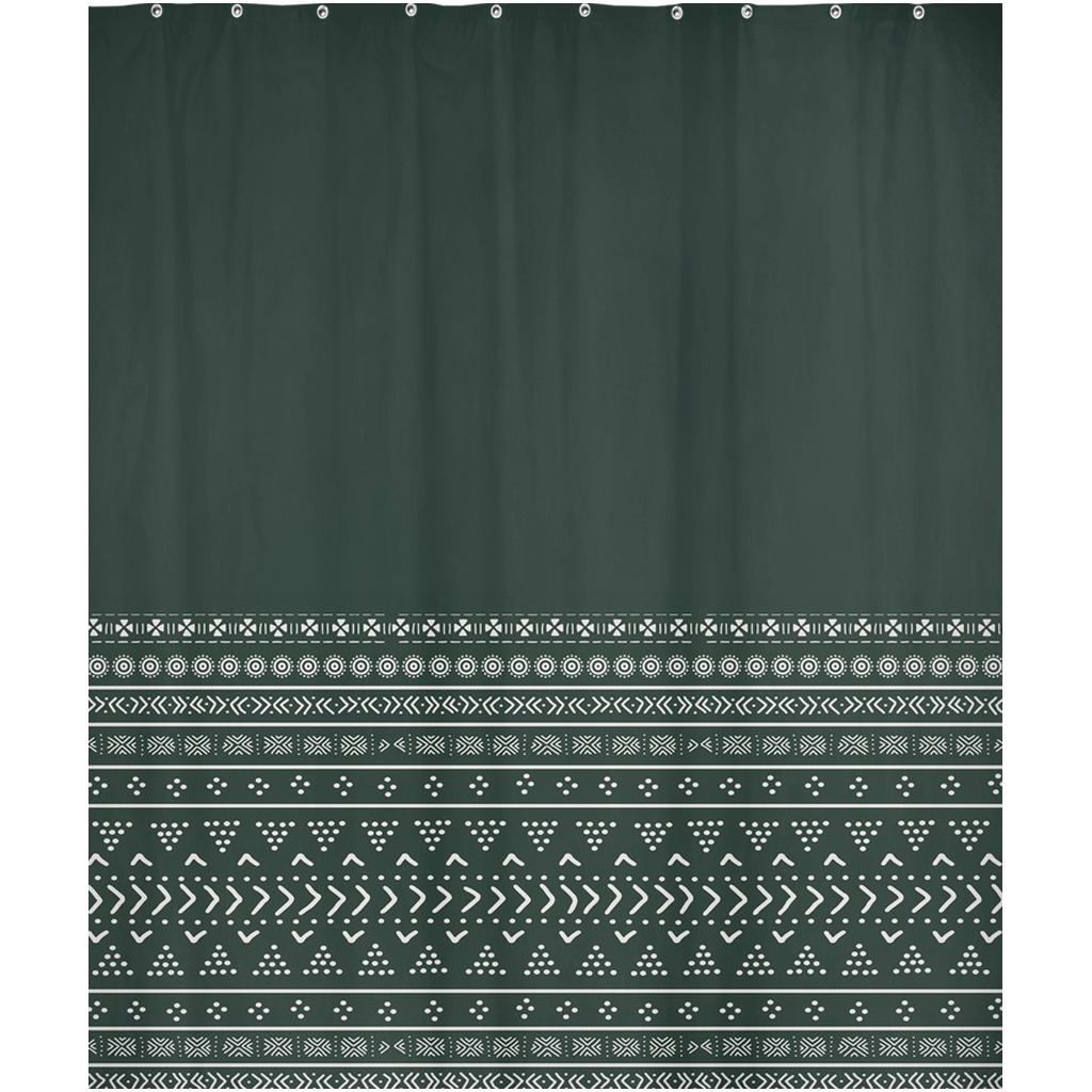 Emerald Mudcloth Boho Shower Curtain
