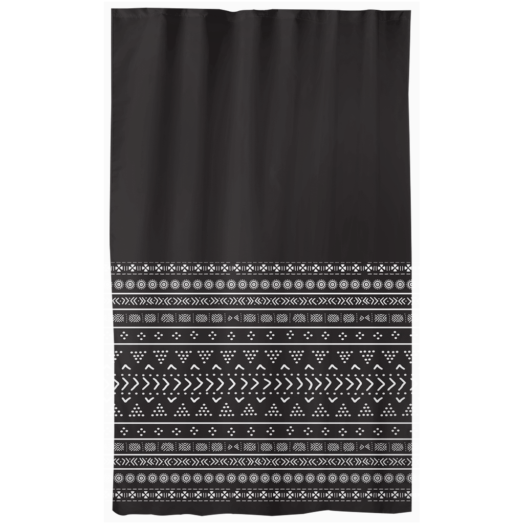Carbon Black Mudcloth Boho Curtains