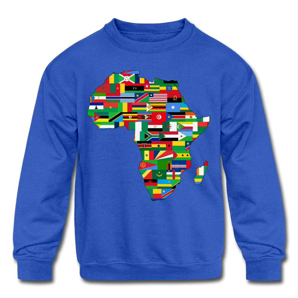 African Flags Kids' Crewneck Sweatshirt - Chocolate Ancestor
