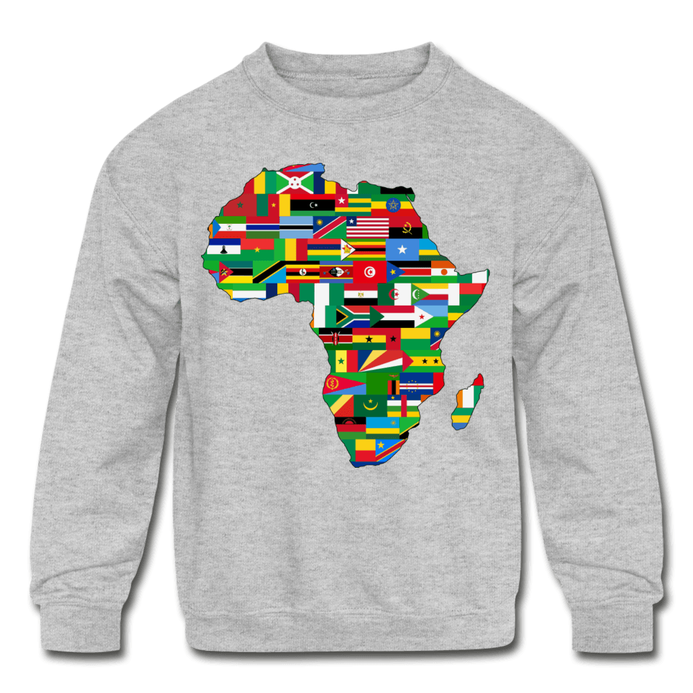 African Flags Kids' Crewneck Sweatshirt - Chocolate Ancestor
