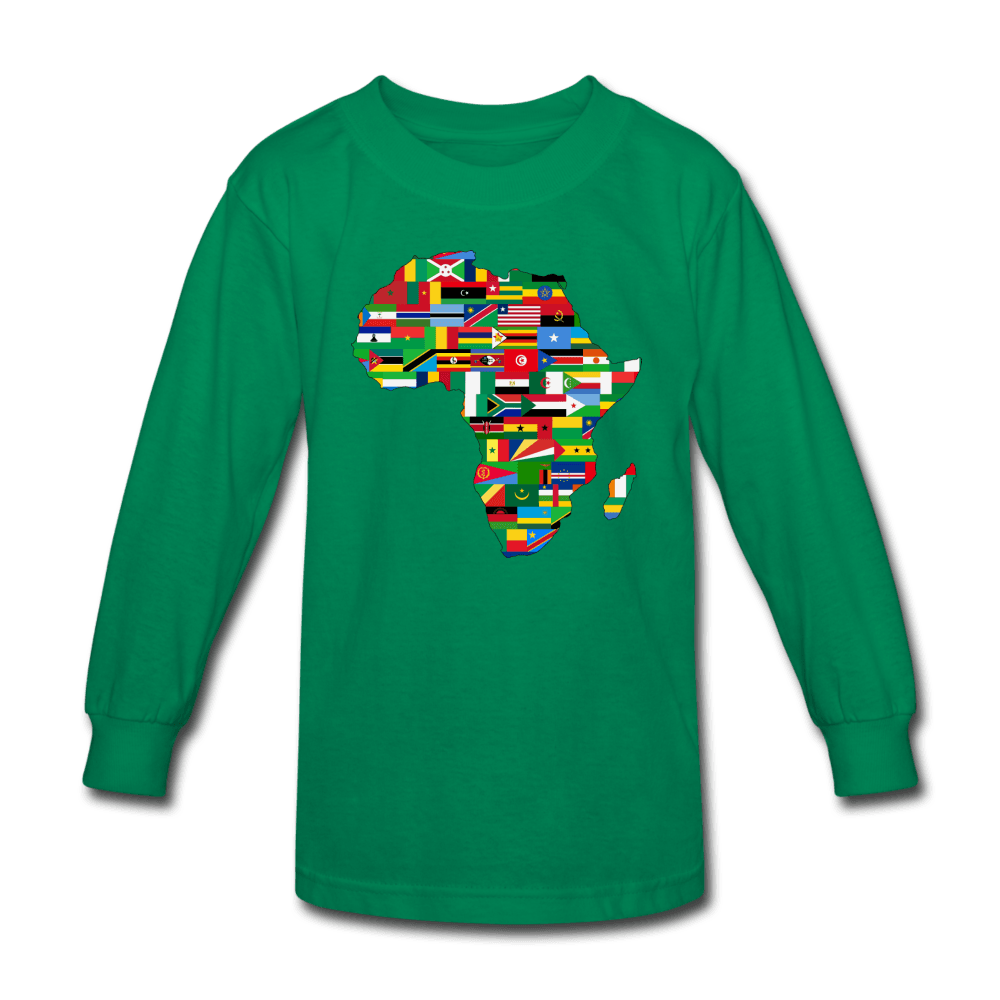 African Flags Kids' Long Sleeve T-Shirt - Chocolate Ancestor