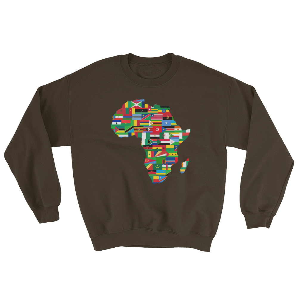 African Flags Unisex Crewneck Sweatshirt - Chocolate Ancestor