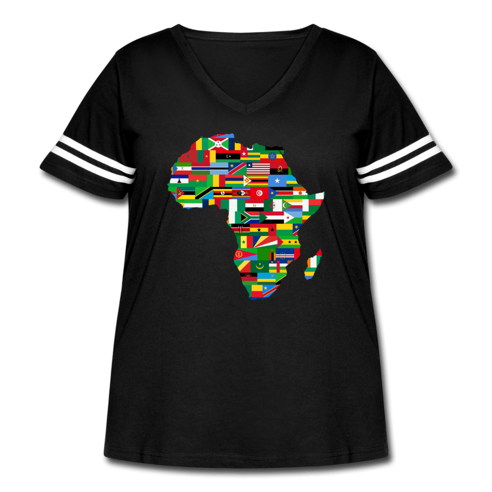 African Flags Women's Curvy Vintage Sport T-Shirt - Chocolate Ancestor