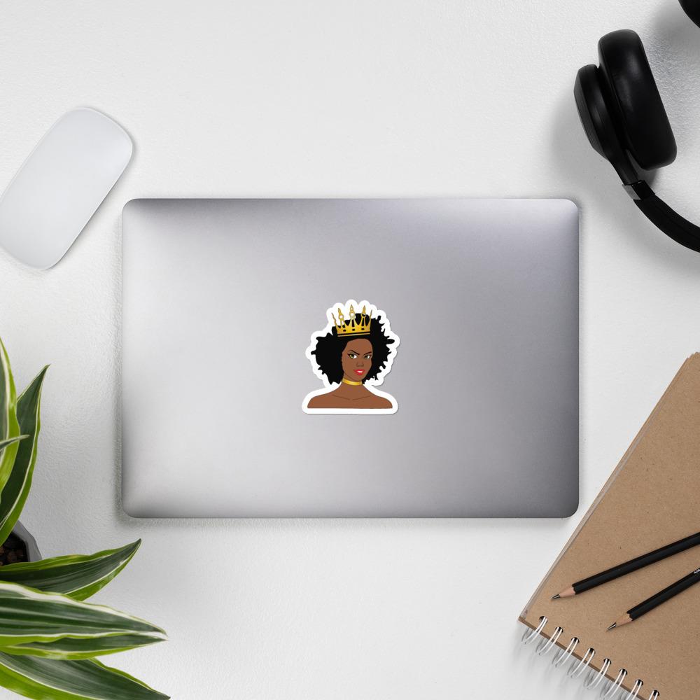 Afro Queen w/ Crown Bubble-free stickers - Chocolate Ancestor