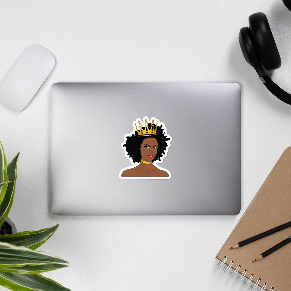 Afro Queen w/ Crown Bubble-free stickers - Chocolate Ancestor