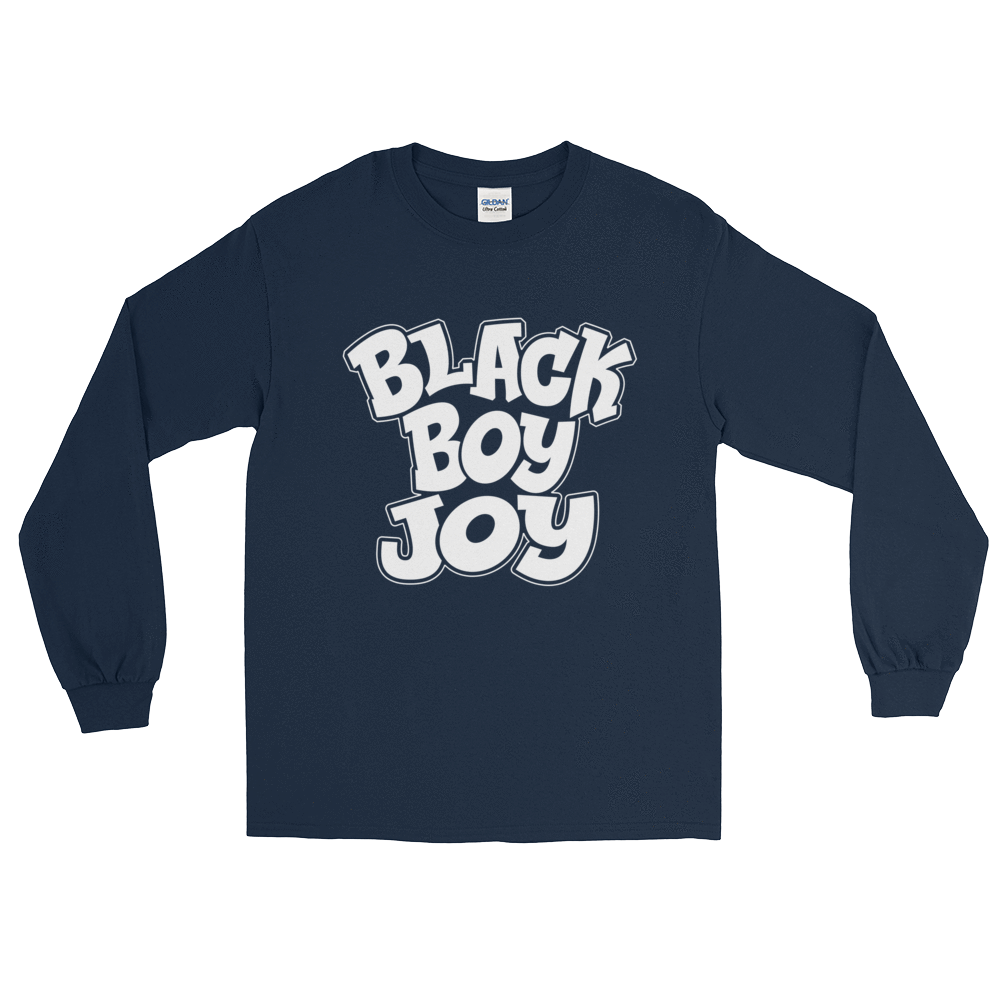 Black Boy Joy Long Sleeve Men's T-Shirt - Chocolate Ancestor