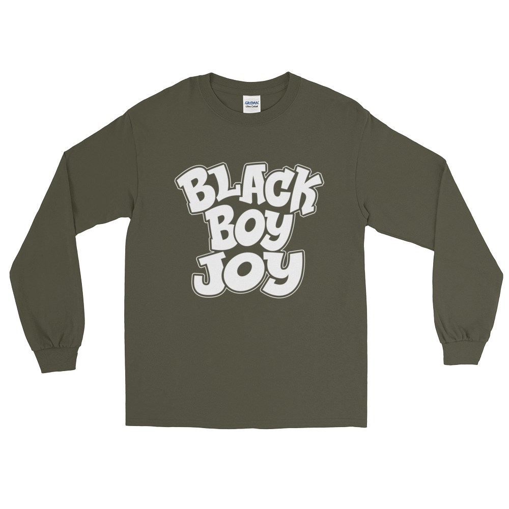 Black Boy Joy Long Sleeve Men's T-Shirt - Chocolate Ancestor