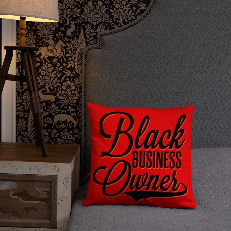 Black Business Owner (Blk/Red) Square Pillow - Chocolate Ancestor