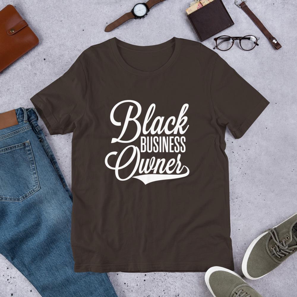 Black Business Owner (Cursive) Short-Sleeve Unisex T-Shirt - Chocolate Ancestor