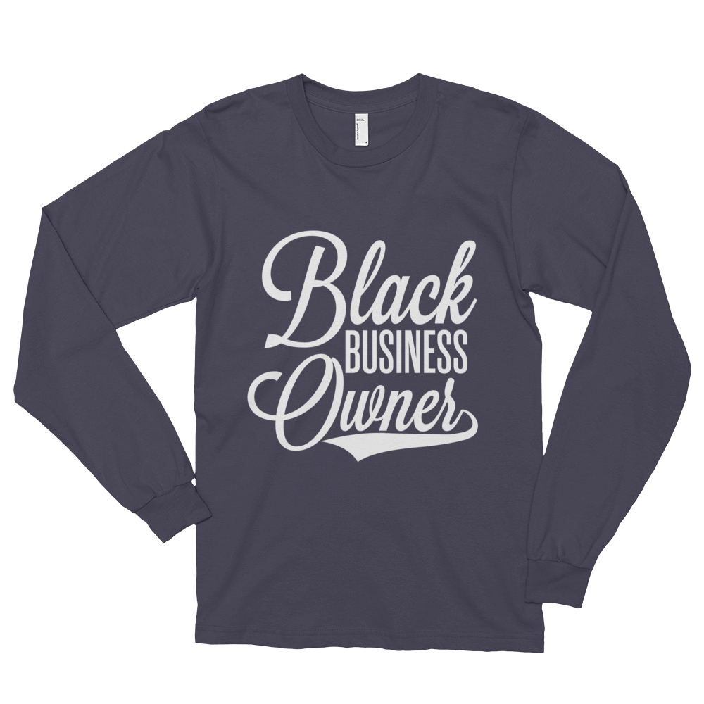 Black Business Owner (White) Long sleeve t-shirt (unisex) - Chocolate Ancestor