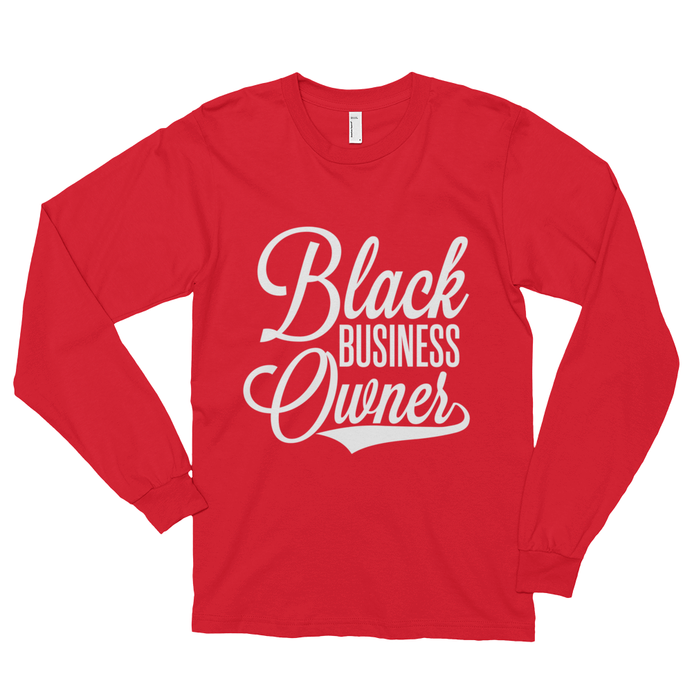 Black Business Owner (White) Long sleeve t-shirt (unisex) - Chocolate Ancestor