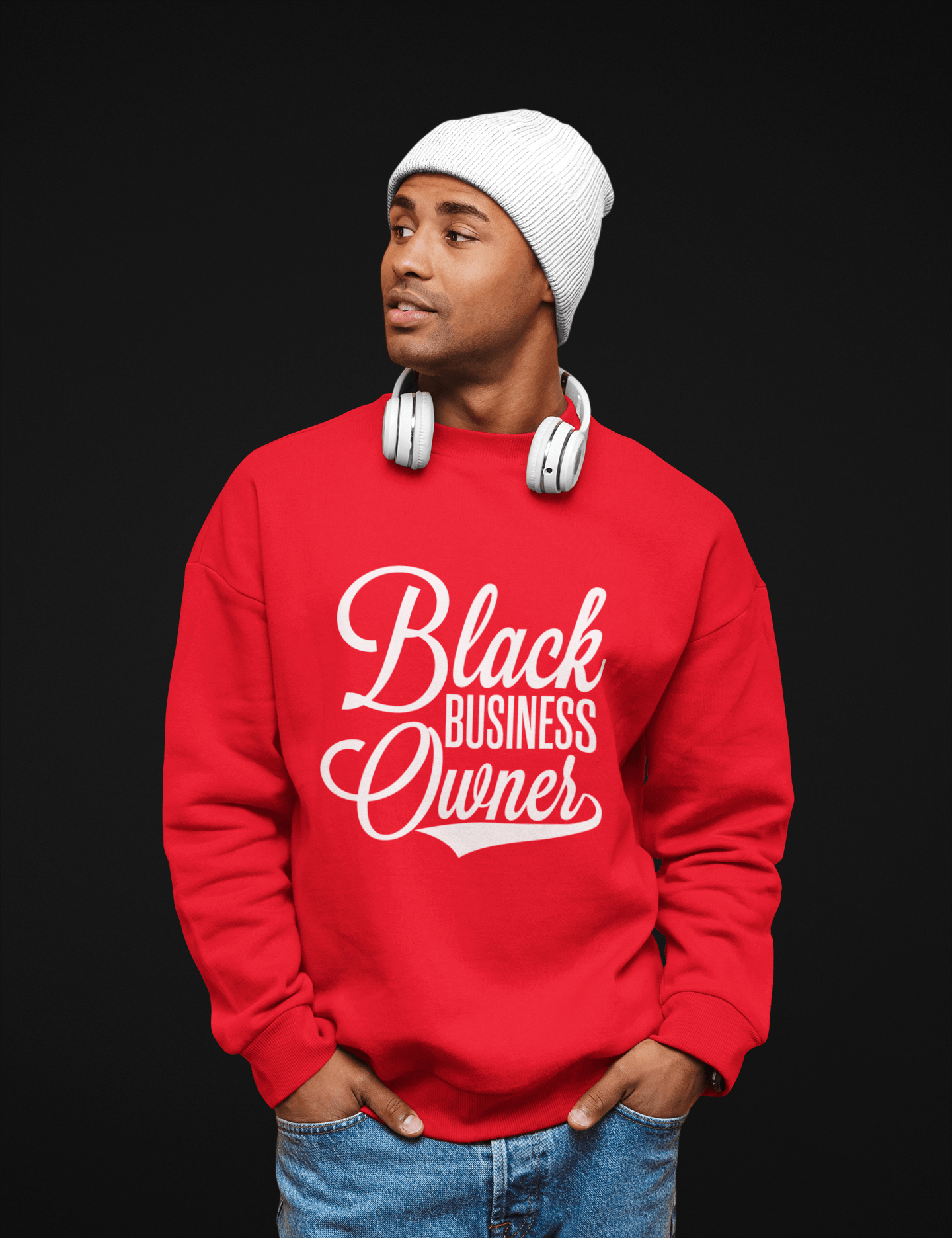 Black Business Owner (White) Unisex Sweatshirt - Chocolate Ancestor