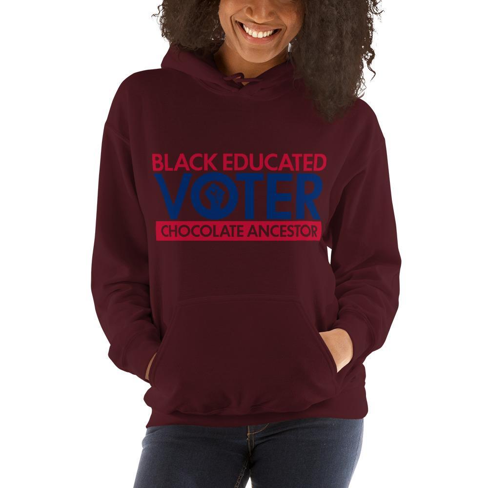 Black Educated Voter Unisex Hooded Sweatshirt - Chocolate Ancestor