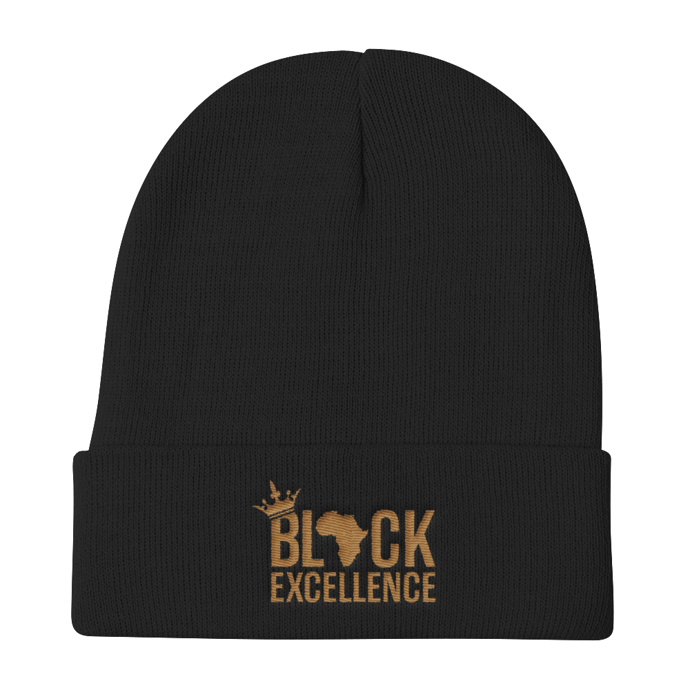 Black Excellence (Gold) Knit Beanie - Chocolate Ancestor