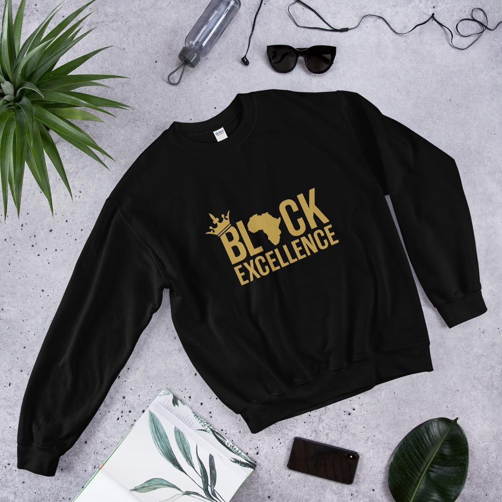 Black Excellence (Gold) Unisex Crewneck Sweatshirt - Chocolate Ancestor