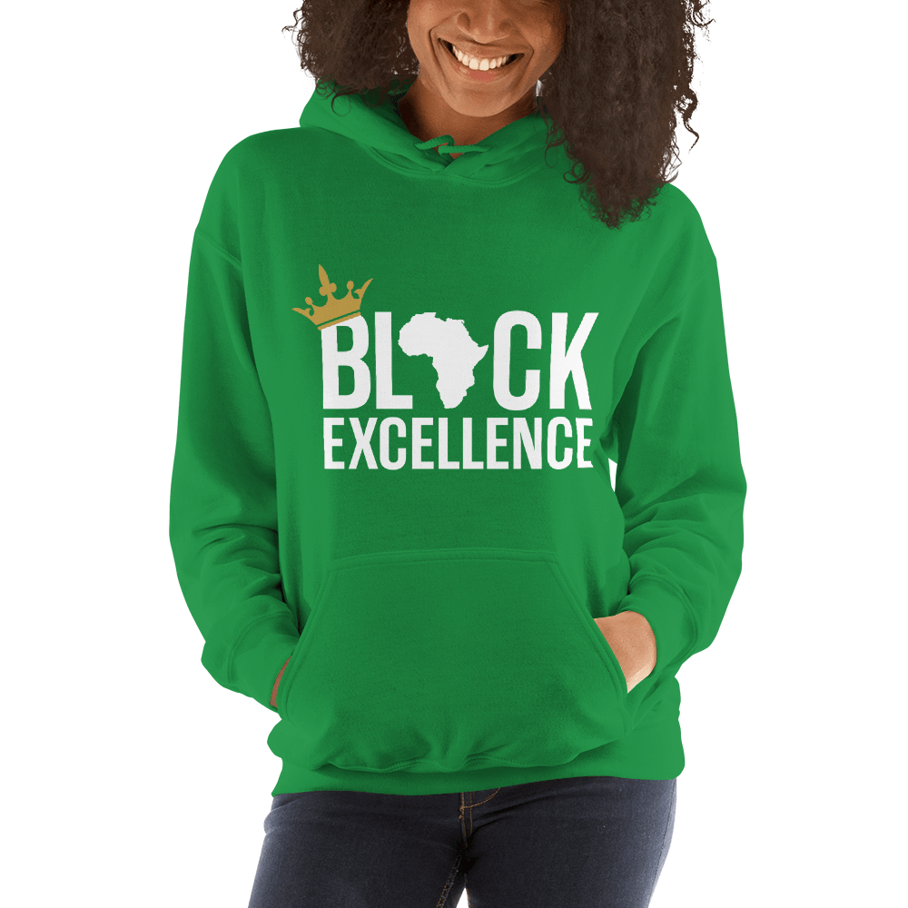 Black Excellence (White) Unisex Hooded Sweatshirt - Chocolate Ancestor