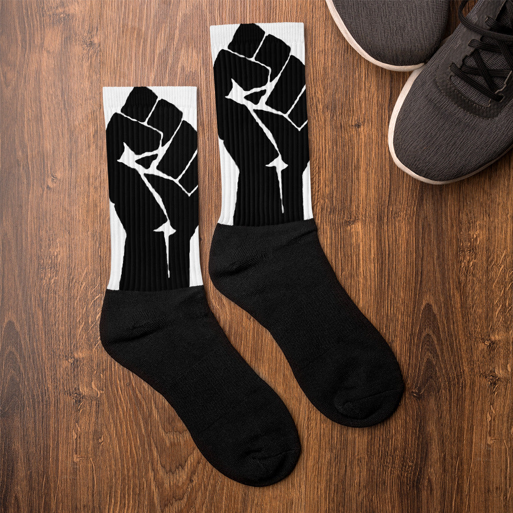 Black Power Fist Black foot socks