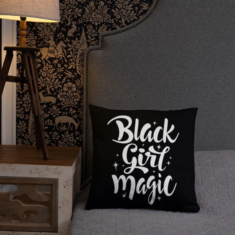 Black Girl Magic (Blk/Wht) Square Pillow - Chocolate Ancestor