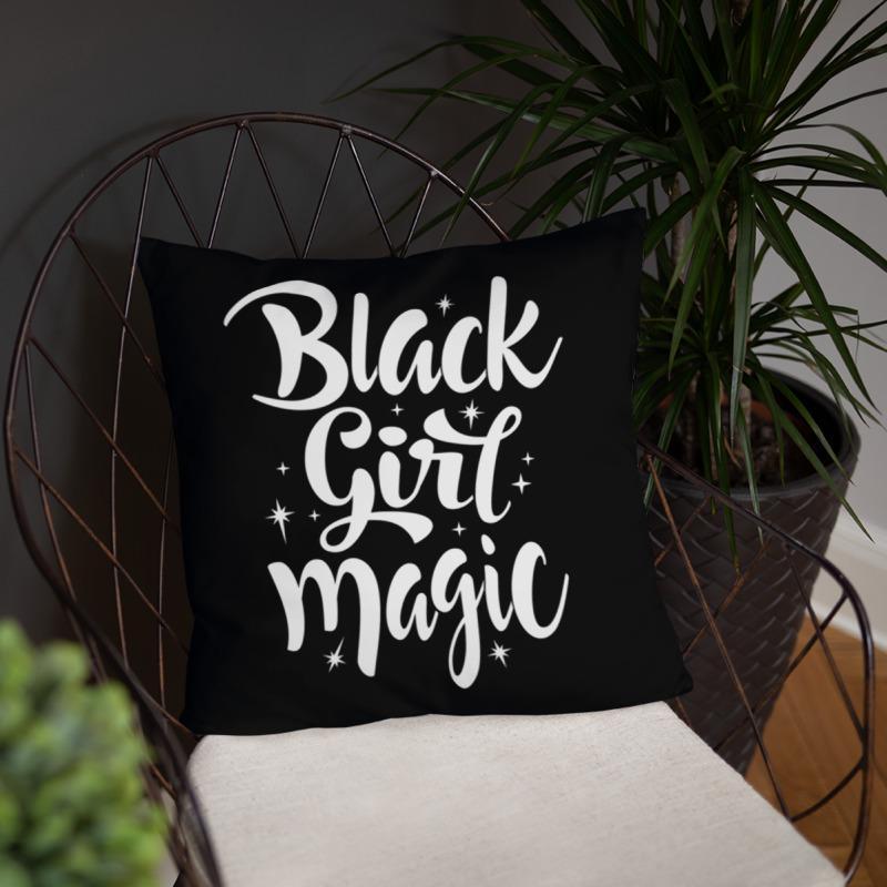 Black Girl Magic (Blk/Wht) Square Pillow - Chocolate Ancestor