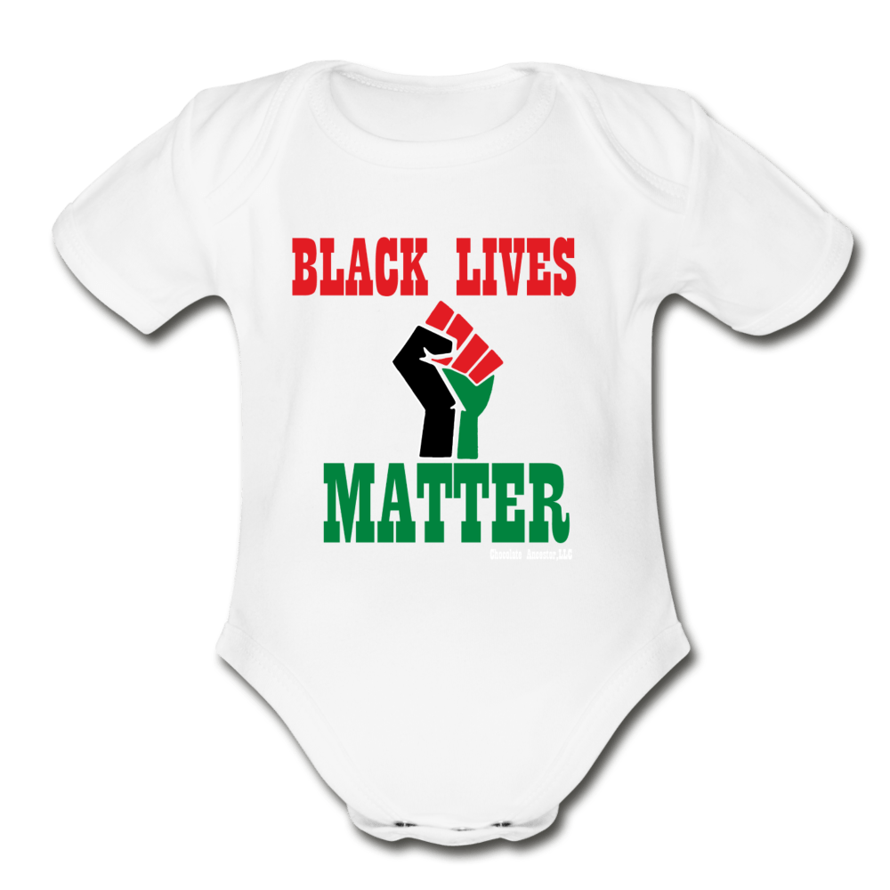 Black Lives Matter Pan African RBG Organic Short Sleeve Baby Bodysuit - Chocolate Ancestor