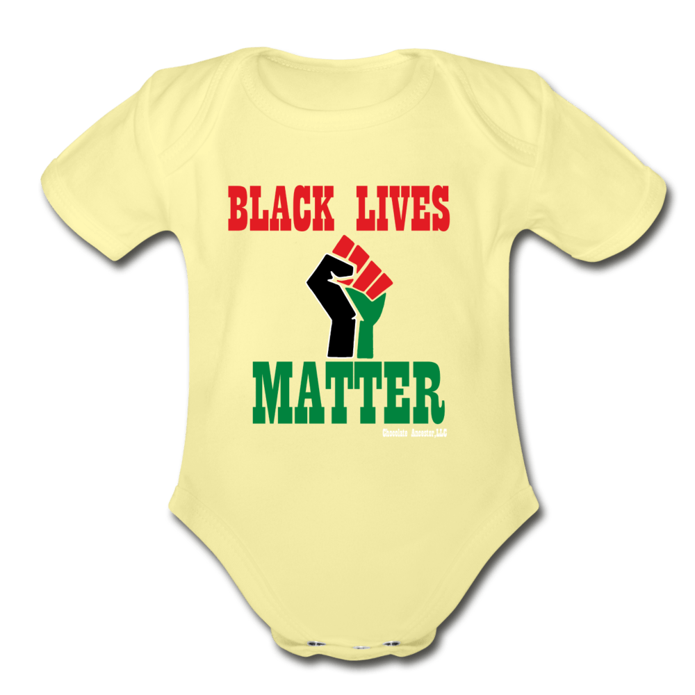 Black Lives Matter Pan African RBG Organic Short Sleeve Baby Bodysuit - Chocolate Ancestor