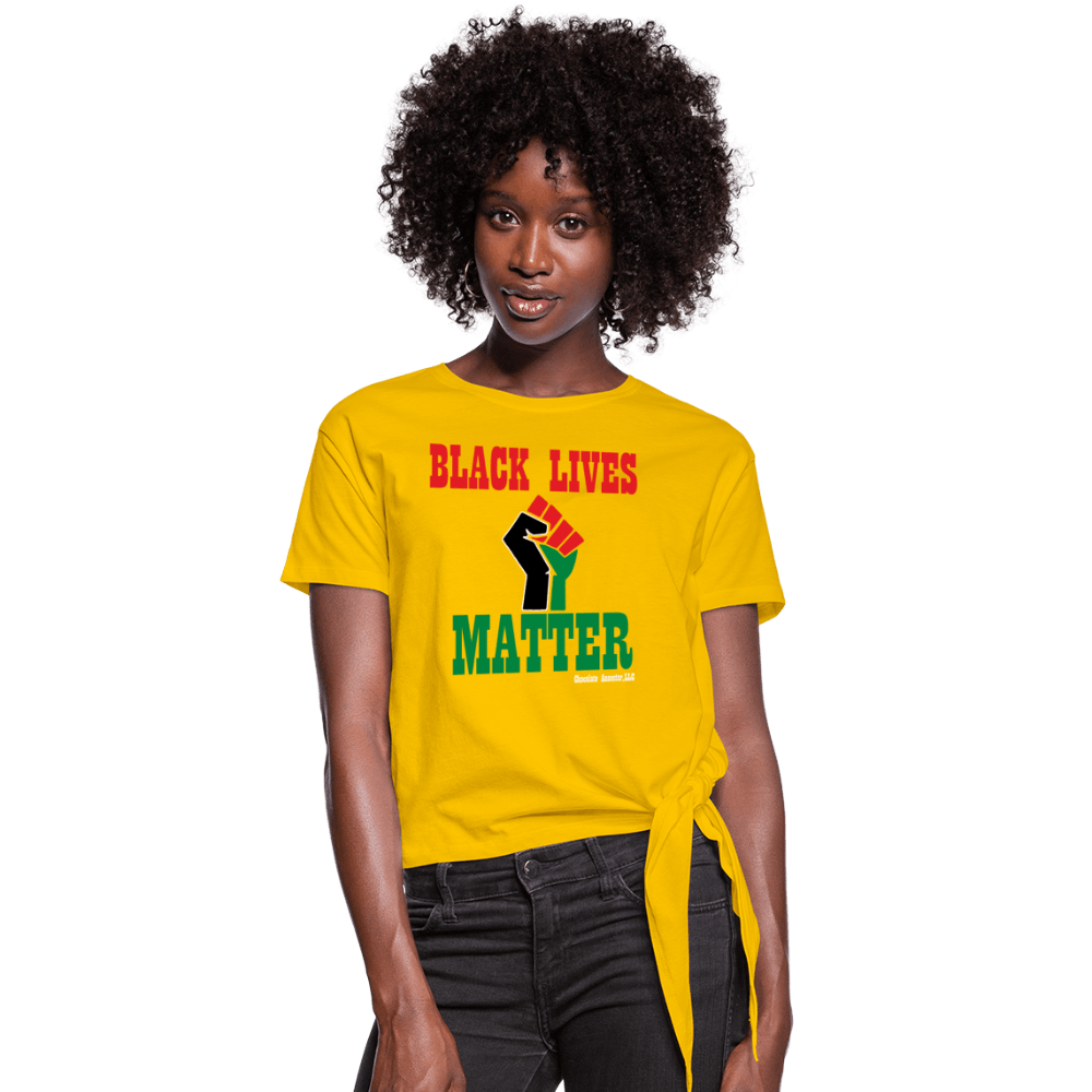 Black Lives Matter Pan African RBG Women's Knotted T-Shirt - Chocolate Ancestor