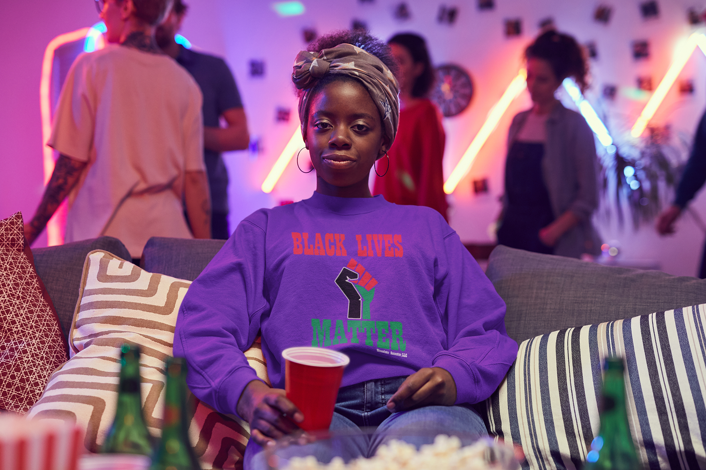 Black Lives Matter Pan African Unisex Crewneck Sweatshirt (Style 2) - Chocolate Ancestor