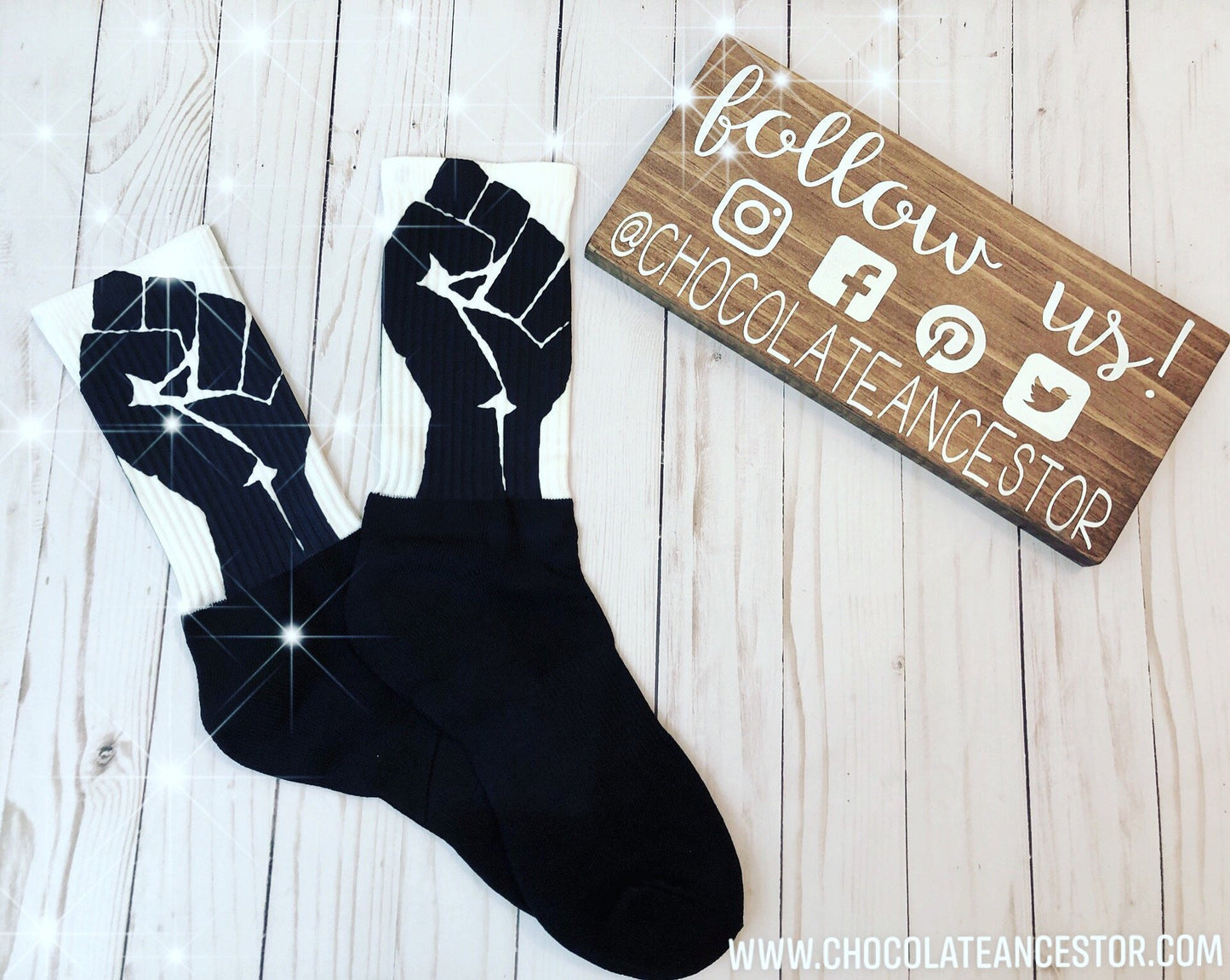 Black Power Fist Black foot socks - Chocolate Ancestor