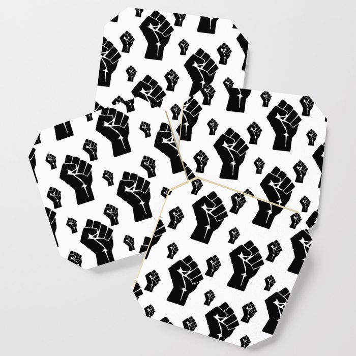Black Power Fist Pattern Coasters