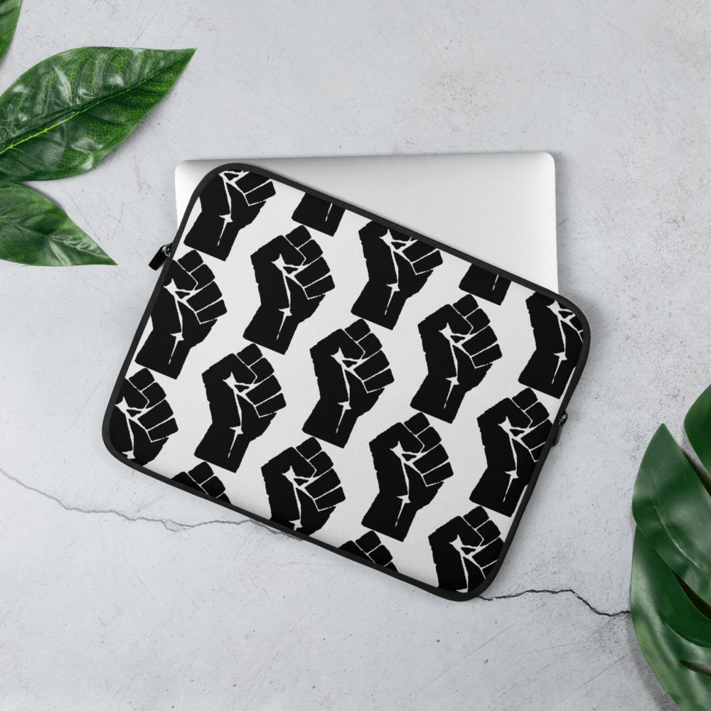 Black Power Fist Pattern Laptop Sleeve - Chocolate Ancestor