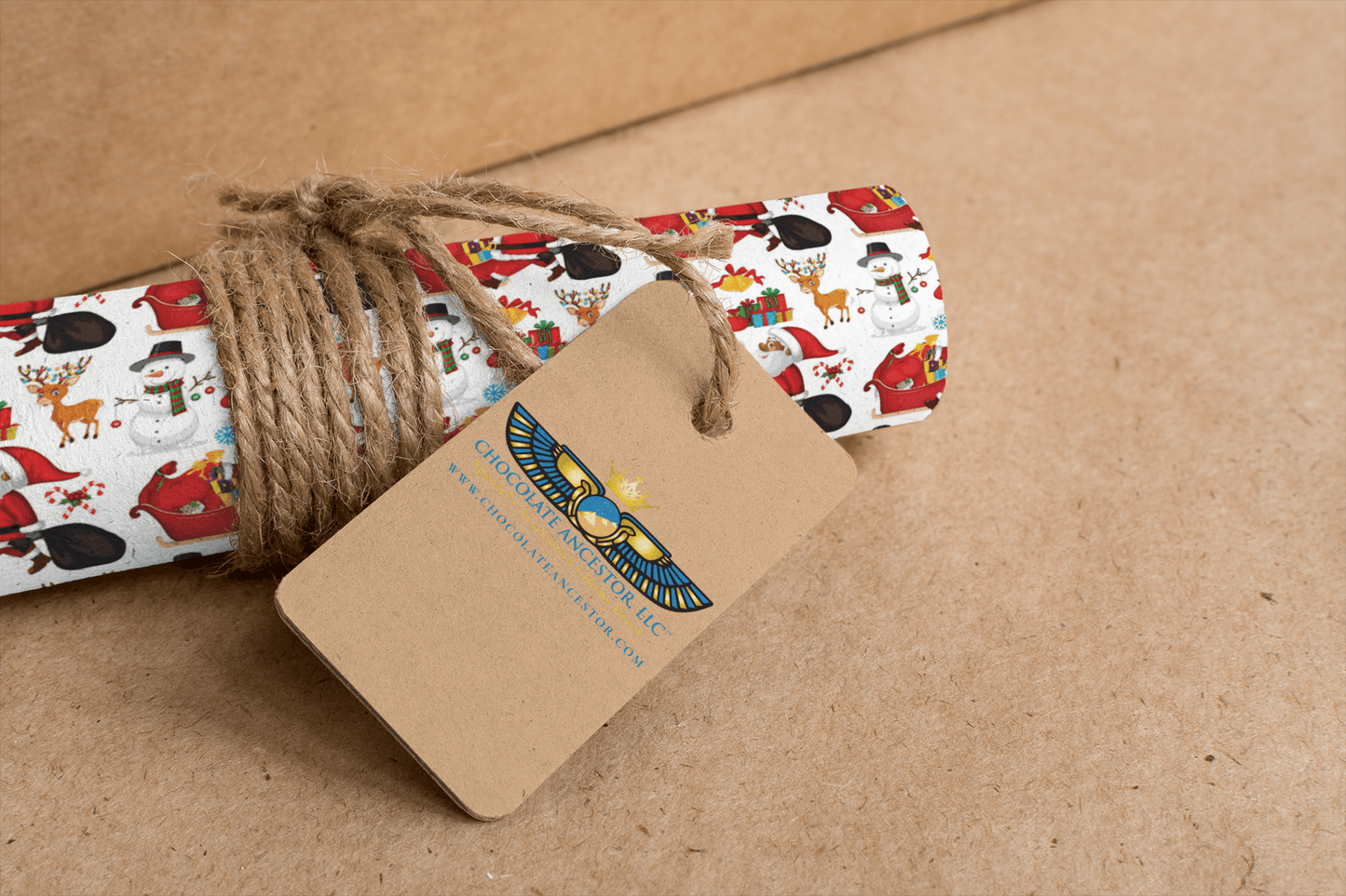 Black Santa & Friends Wrapping Paper - Chocolate Ancestor
