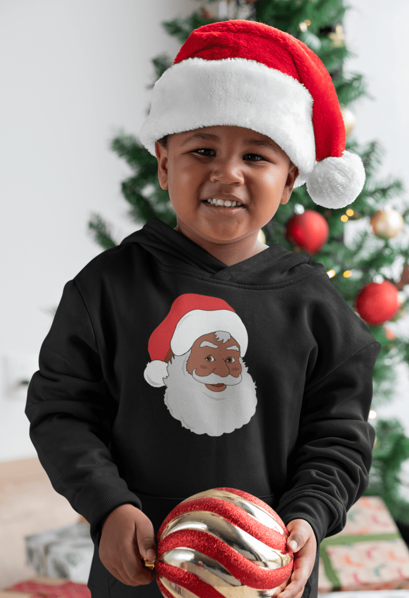 Black Santa Kids' Hoodie - Chocolate Ancestor