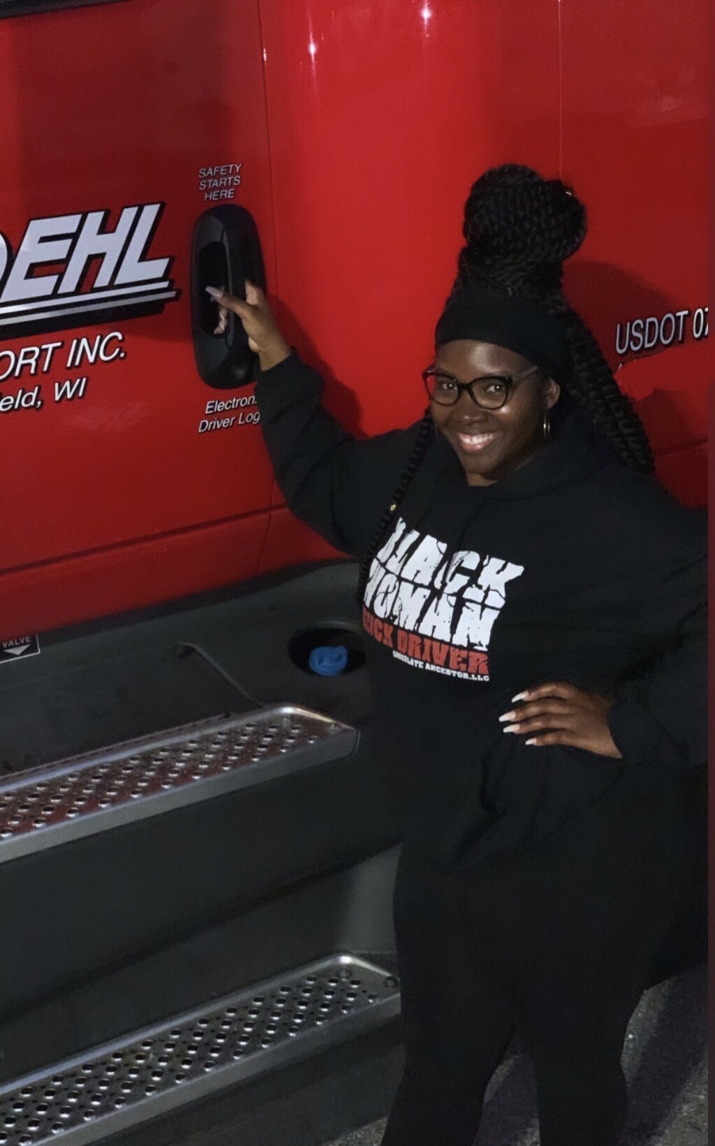 Black Woman Truck Driver Hooded Sweatshirt - Chocolate Ancestor