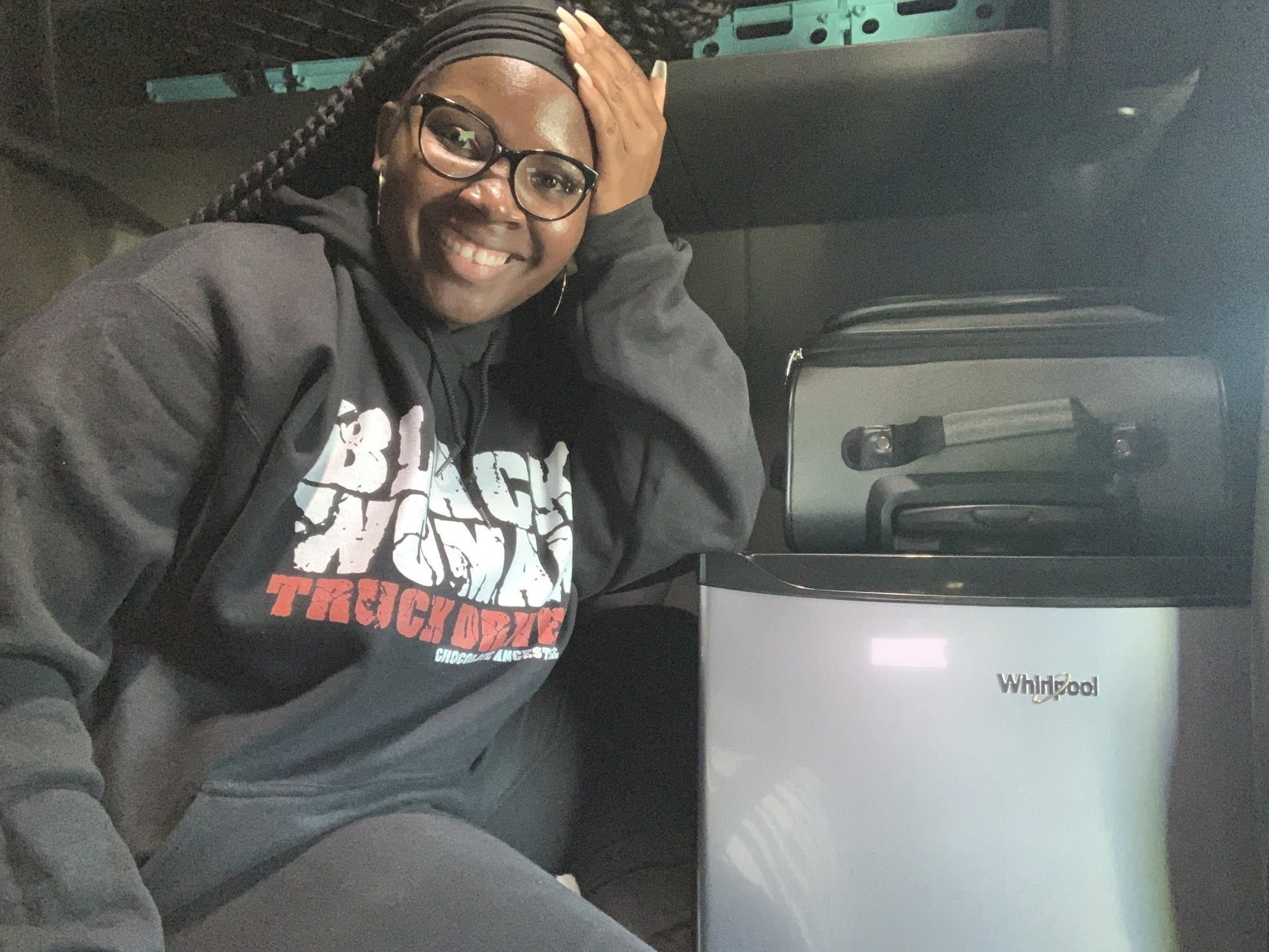 Black Woman Truck Driver Hooded Sweatshirt - Chocolate Ancestor