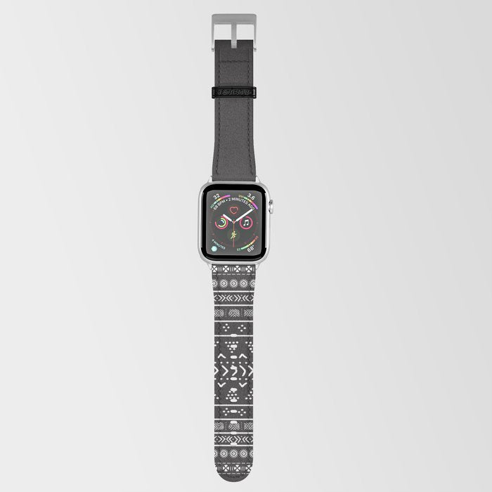 Carbon Black Mudcloth Boho Bespoke Vegan Leather Apple Watch Band