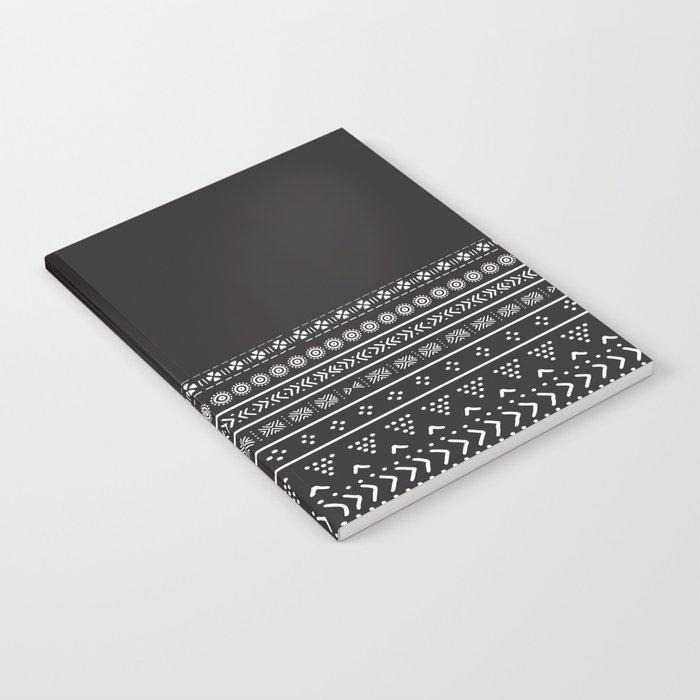 Carbon Black Mudcloth Boho Bespoke Notebook - Chocolate Ancestor