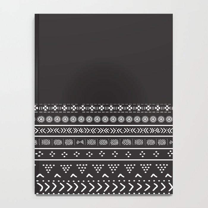 Carbon Black Mudcloth Boho Bespoke Notebook - Chocolate Ancestor