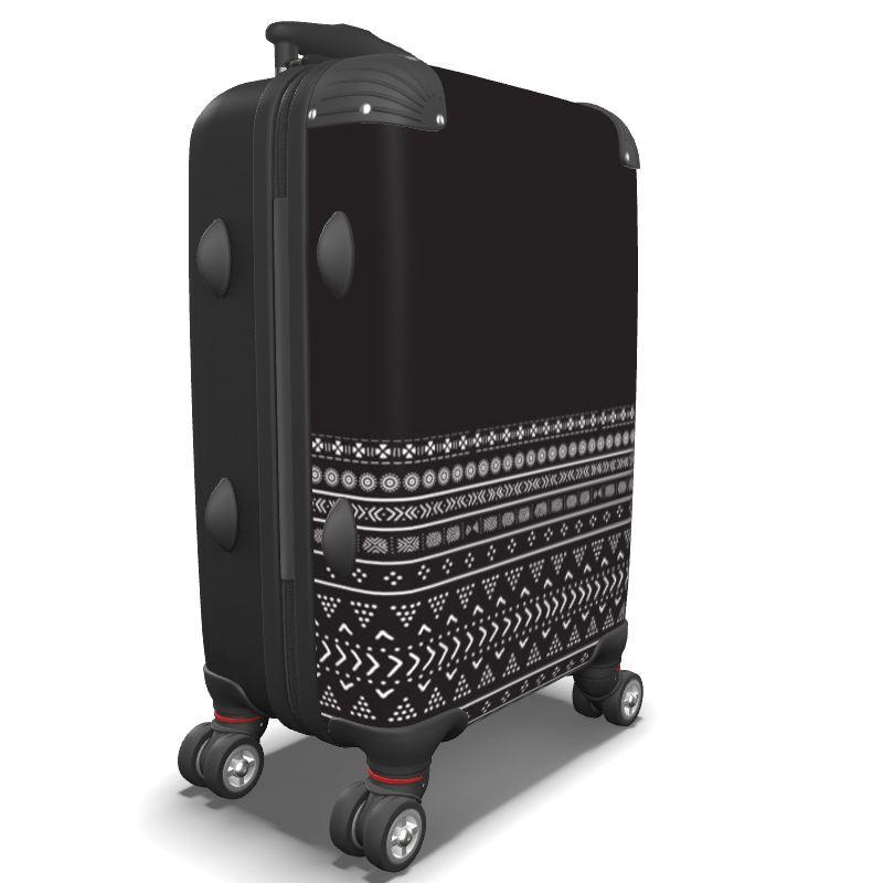 Carbon Black Mudcloth Boho Suitcase - Chocolate Ancestor