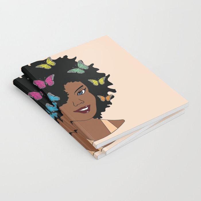 Chocolate Butterfly Afro Diva Notebook - Chocolate Ancestor
