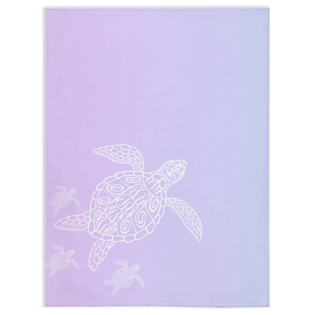 Sea Turtle Family Reverse Minky Blankets-Lilac